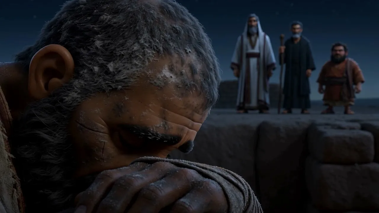A hand laid over his own mouth