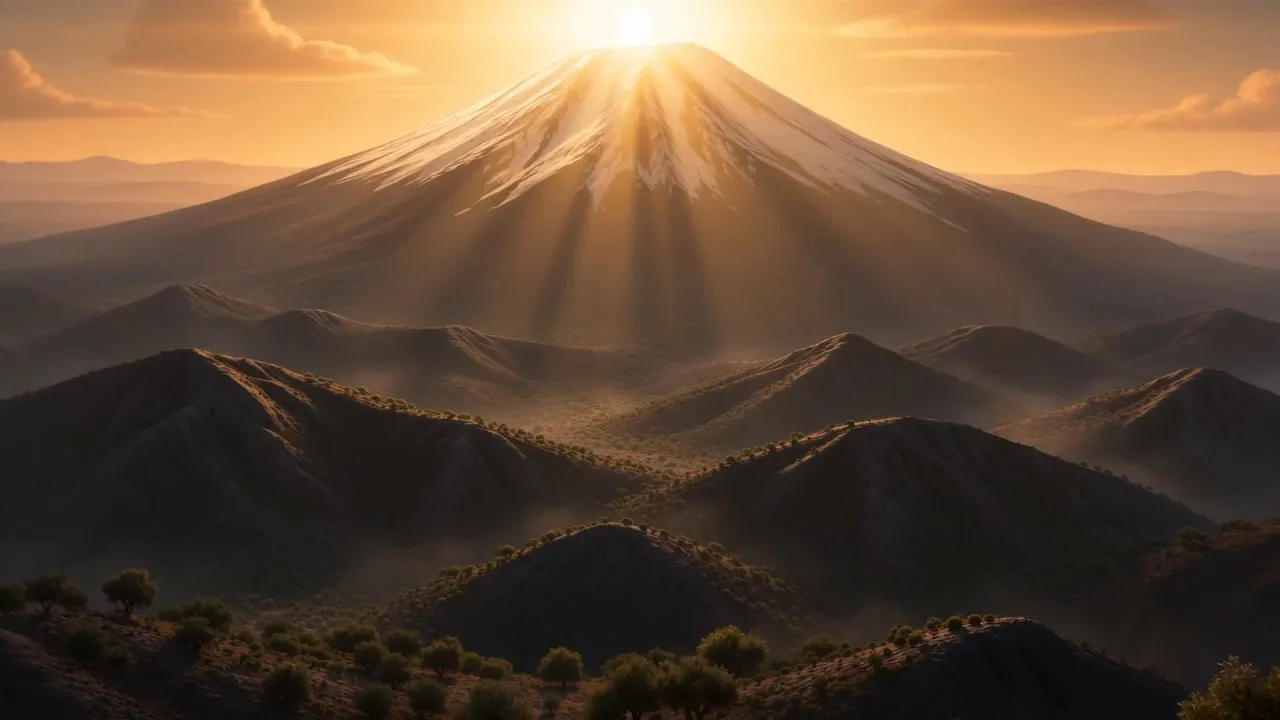 The sun coming up over a mountain