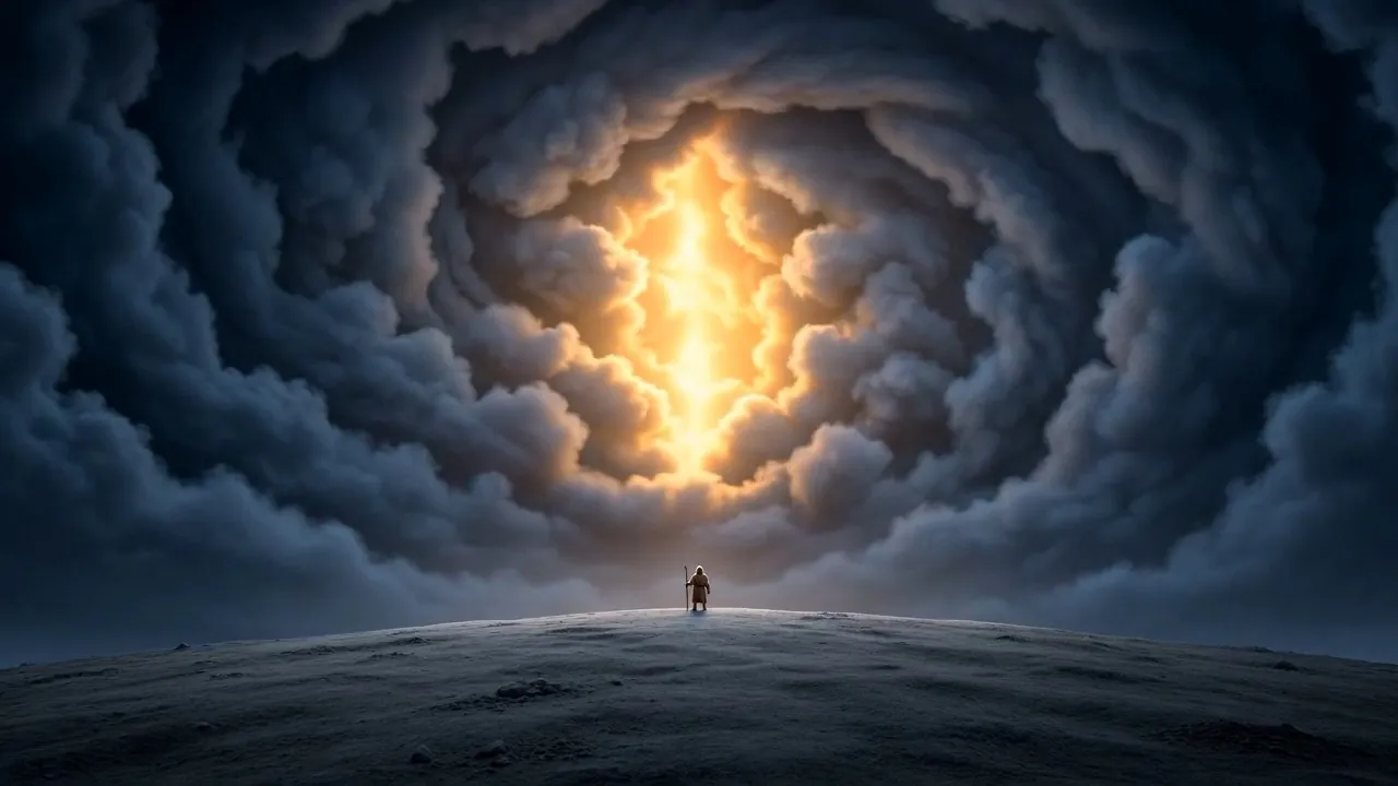 The cloud opens into a ring of gold