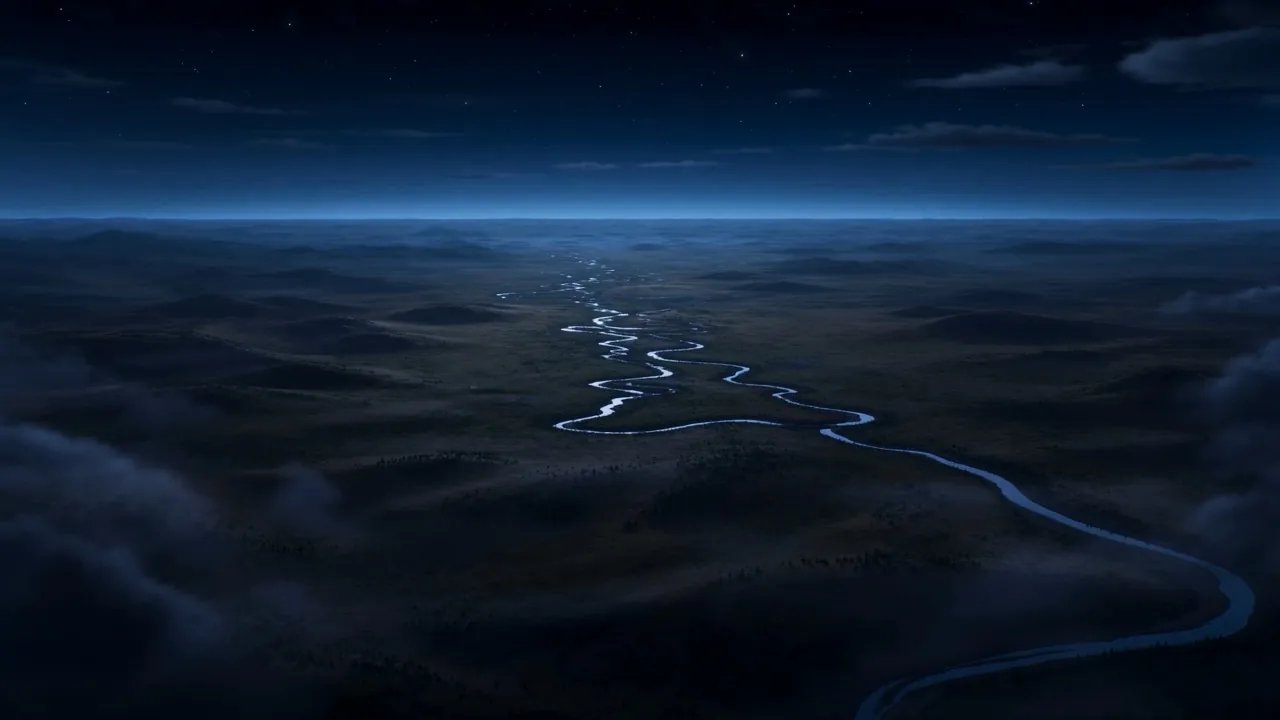 A river of light running across a dark continent