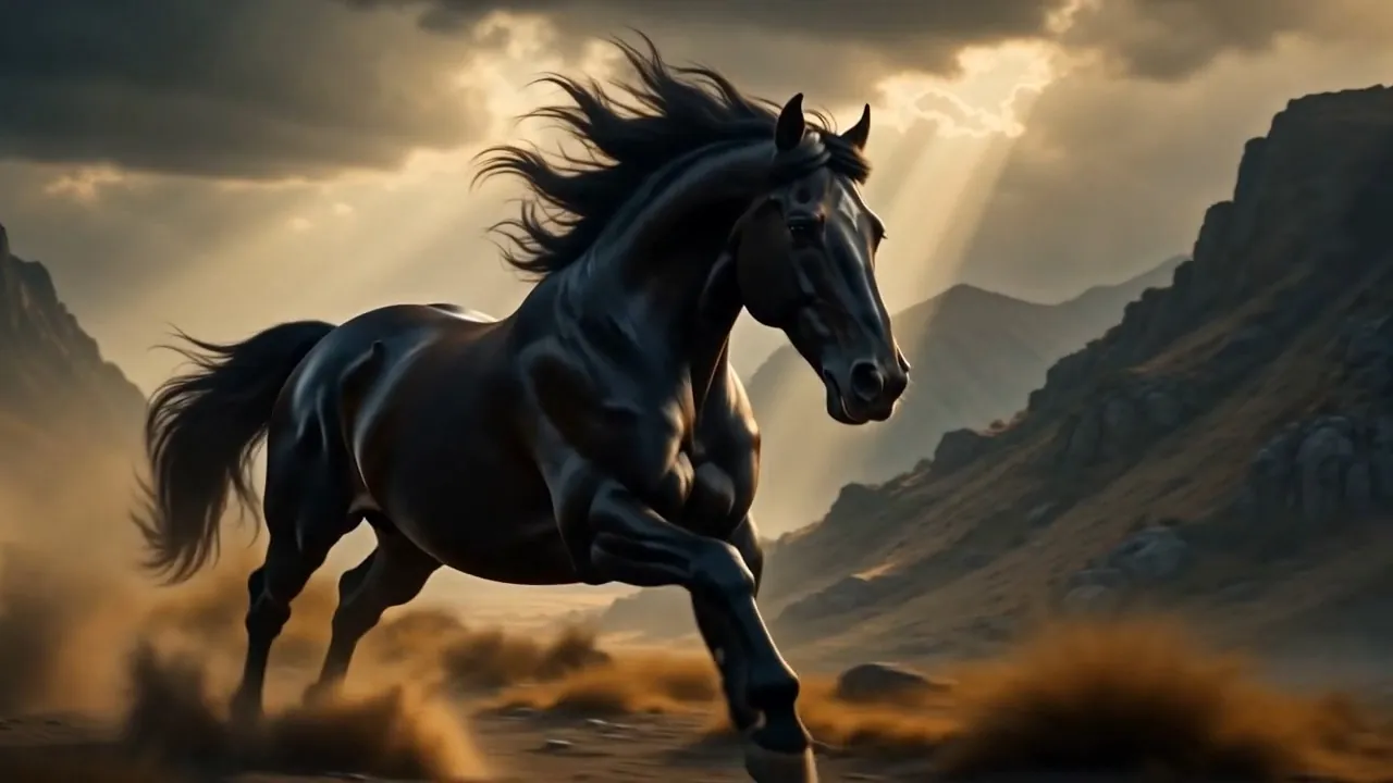 It comes on at a gallop through the dust