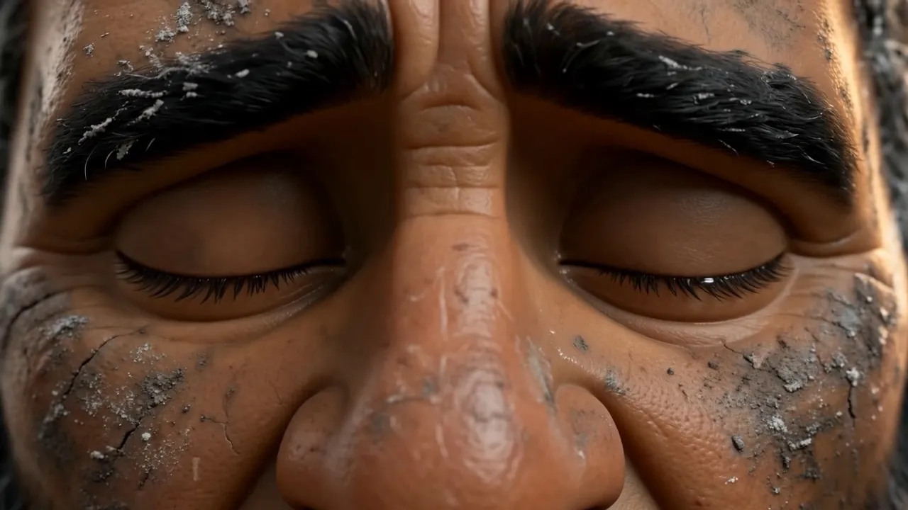 Close — wet lashes, no anger left