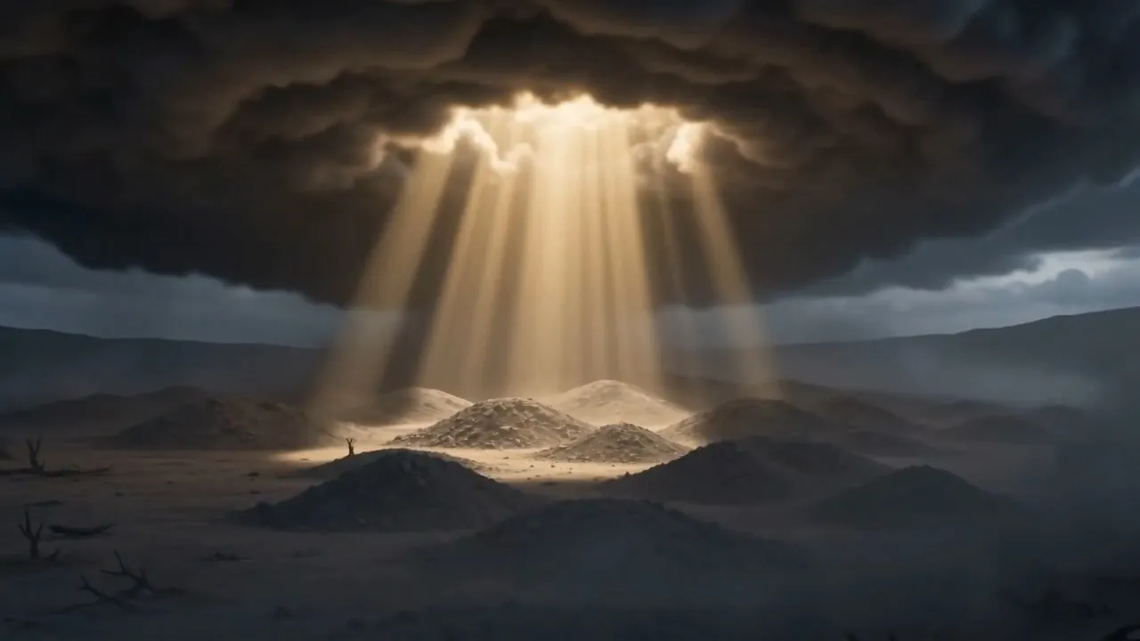 Sunlight coming down through a hole in the cloud