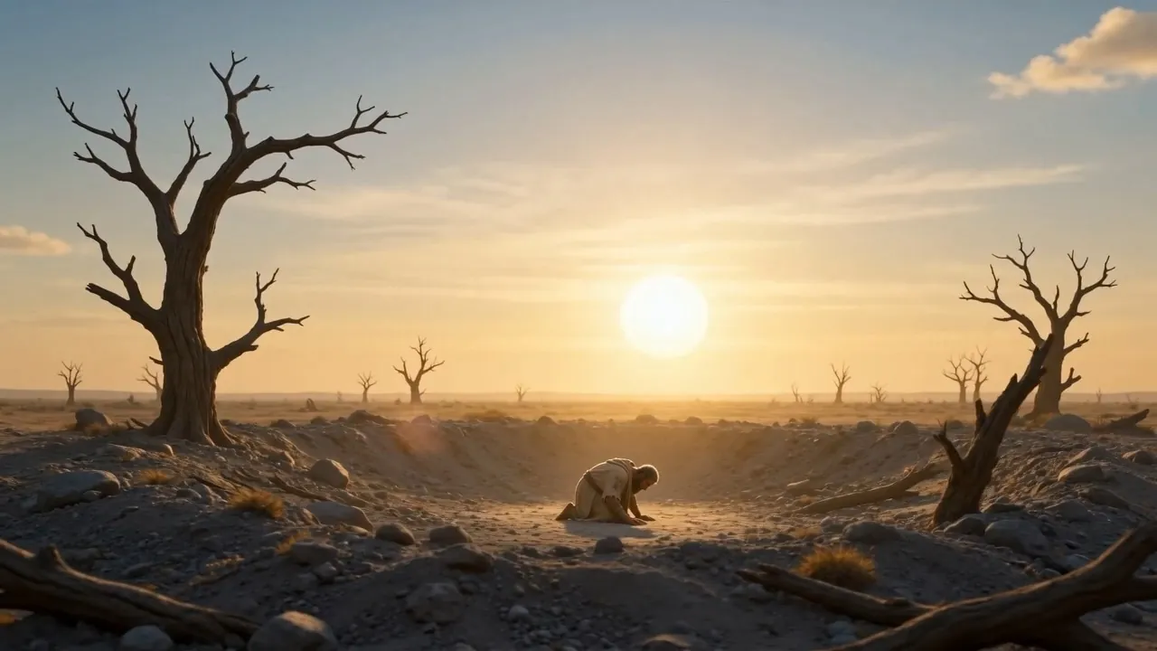 The ash plain, bright for the first time