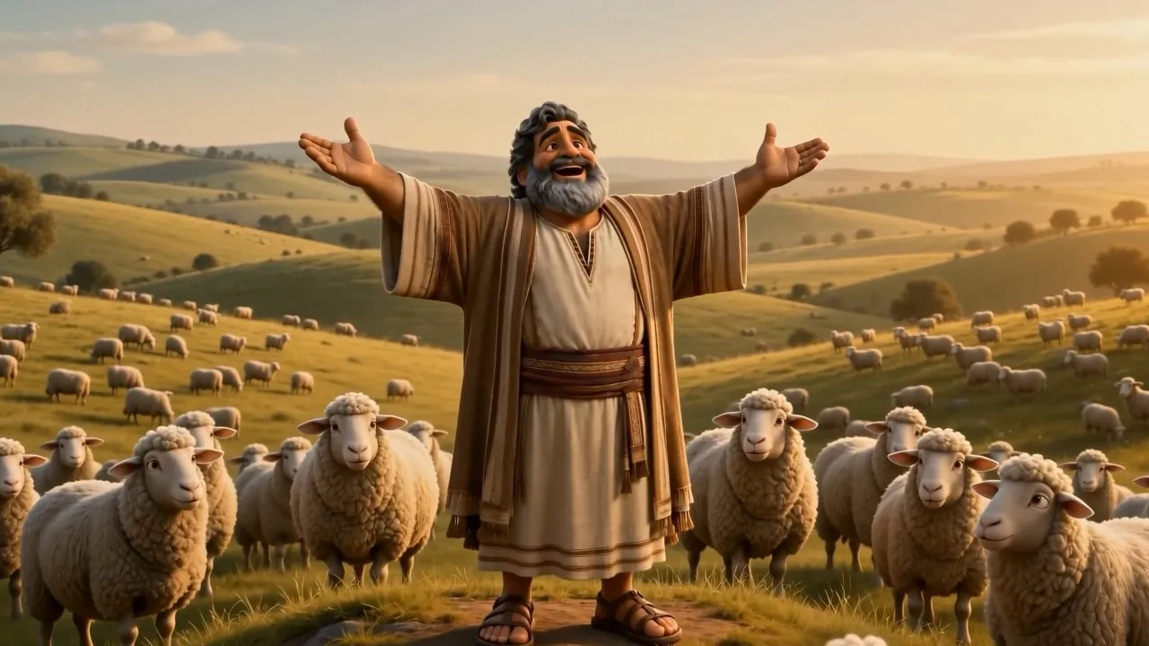 Job standing in the middle of it with his arms out