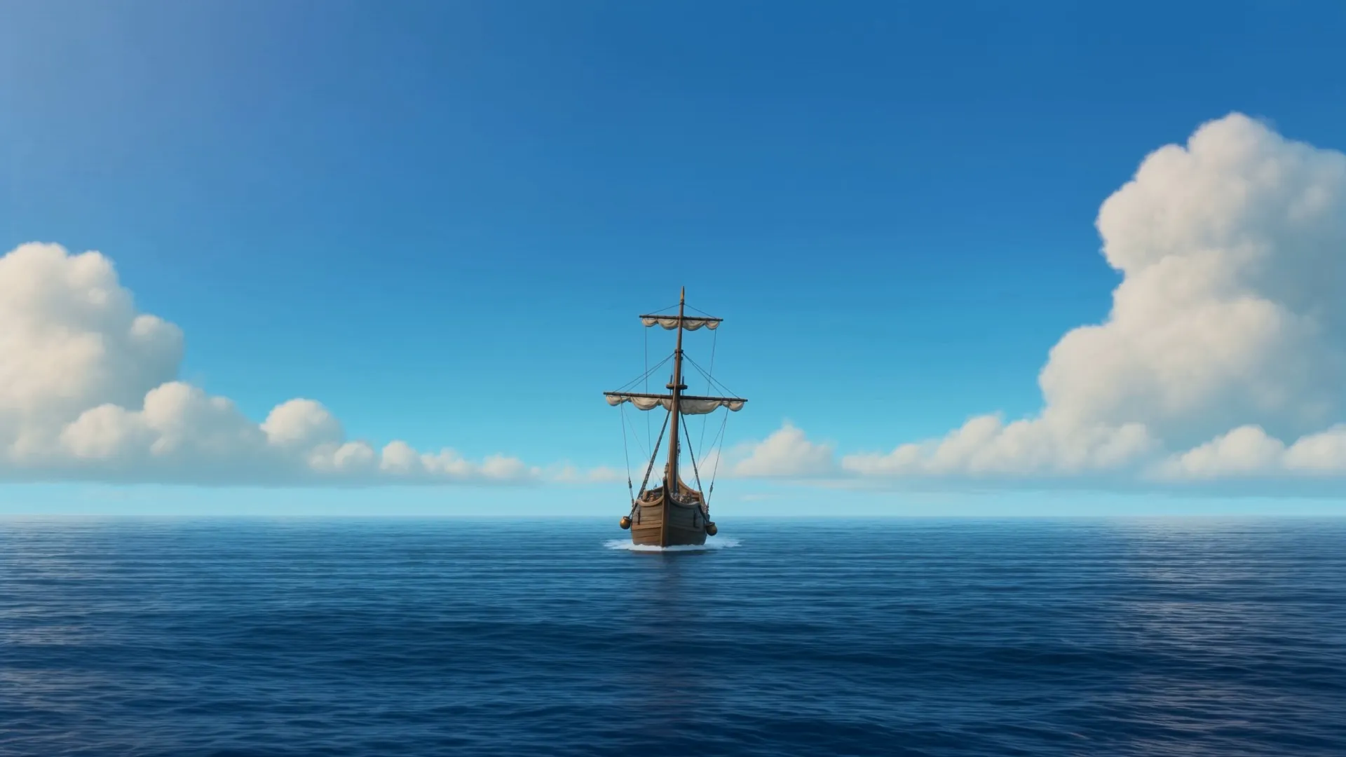 A flat blue sea, too quiet