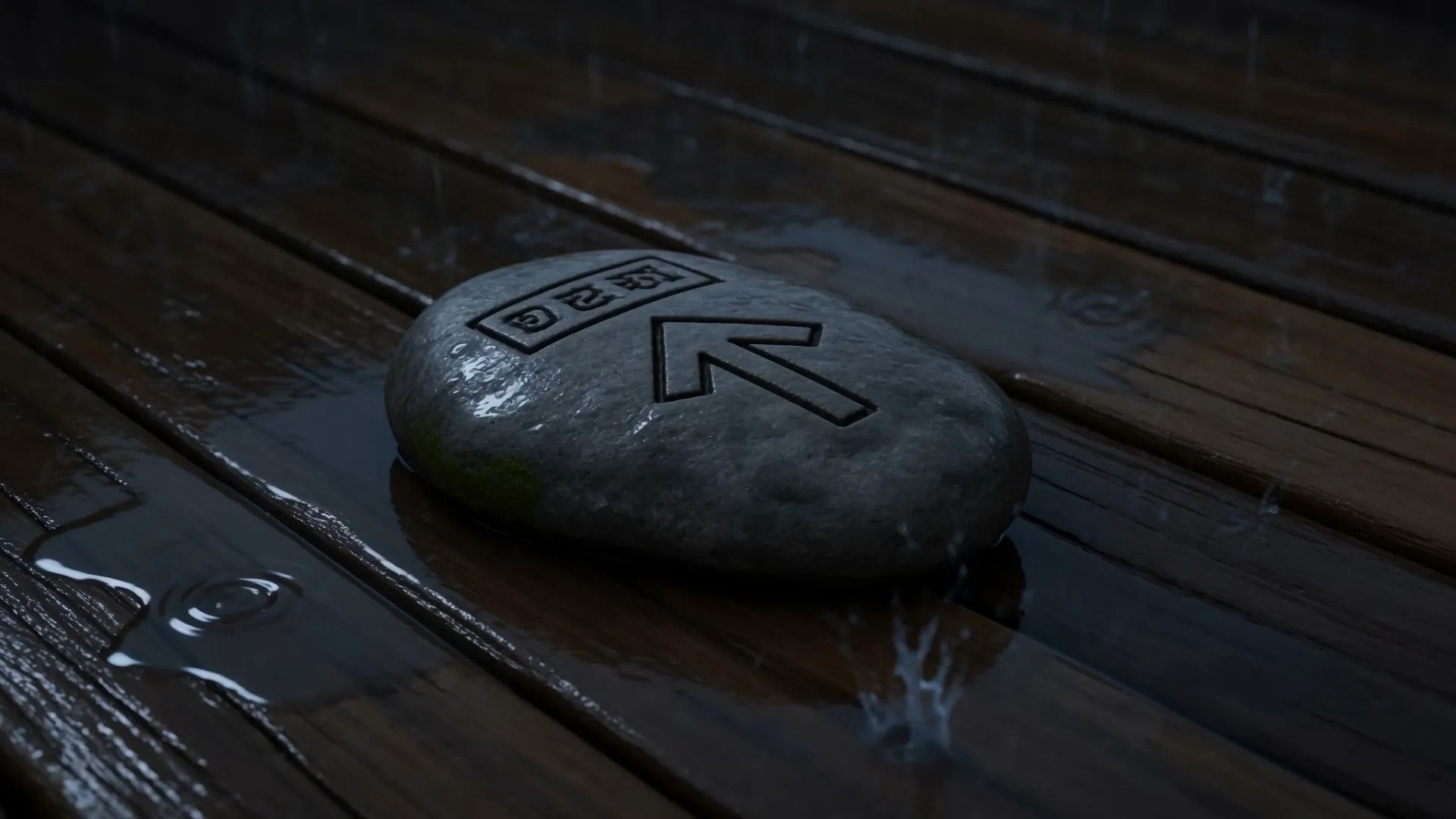 One marked stone — its arrow pointing at Jonah