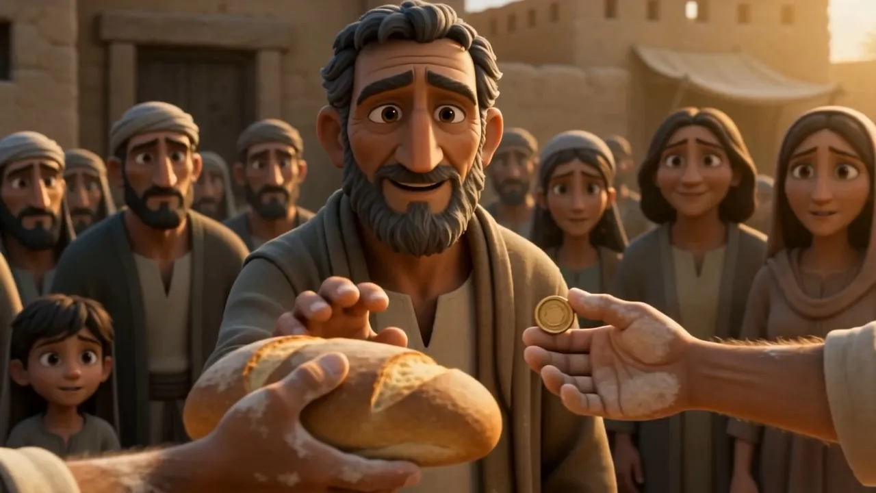 The baker gives the bread away