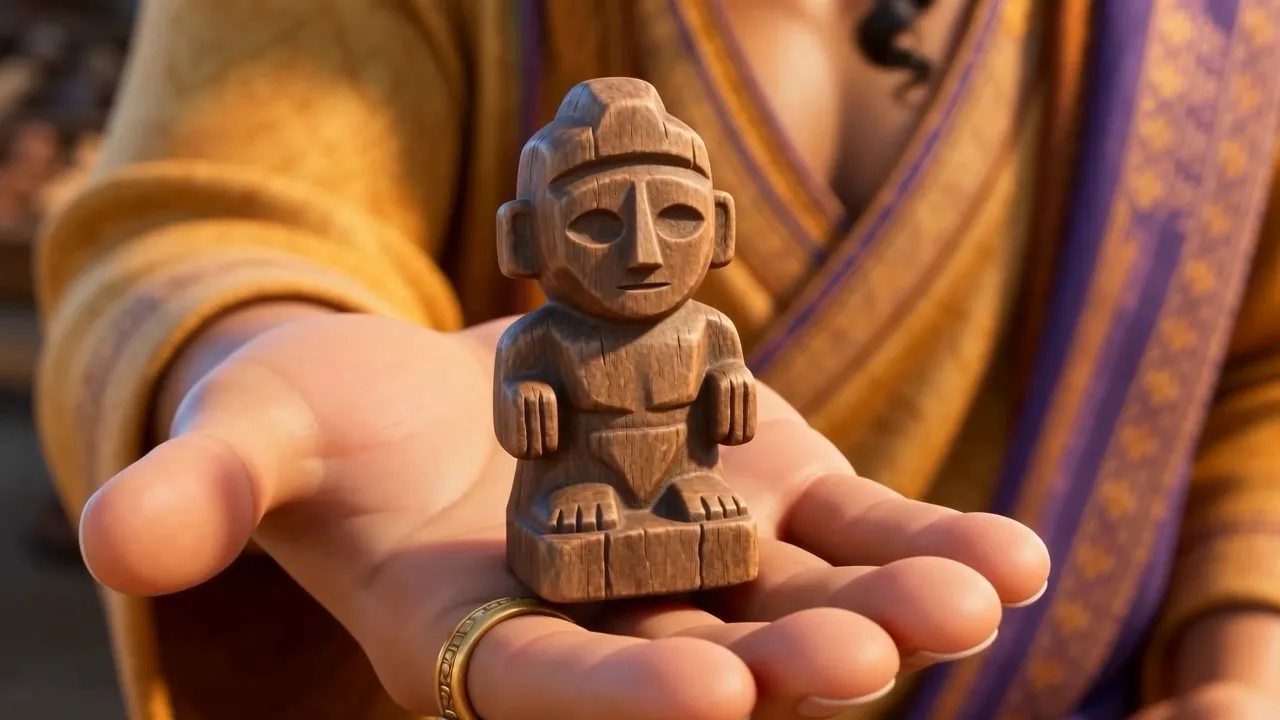 The little idol sitting in an open palm