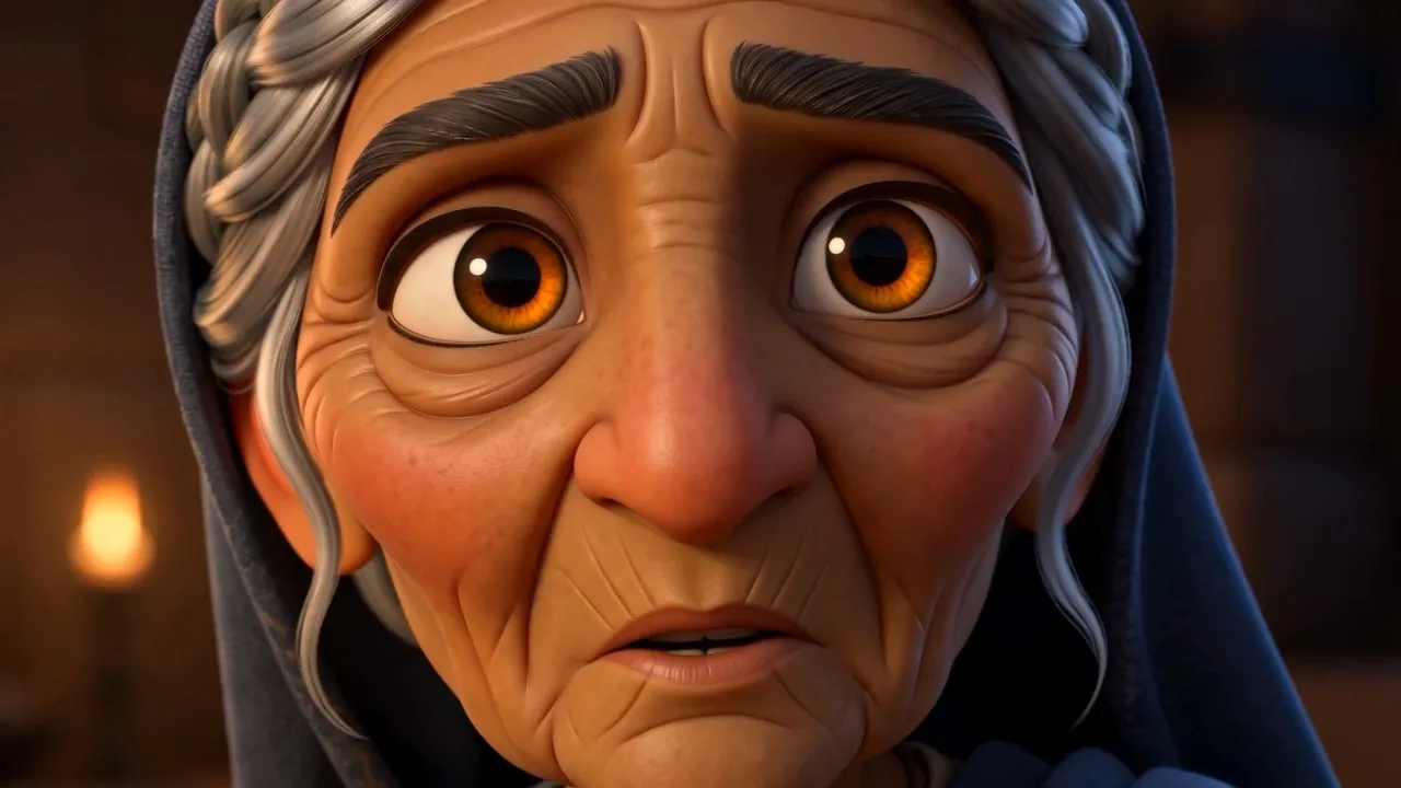 An old woman notices them