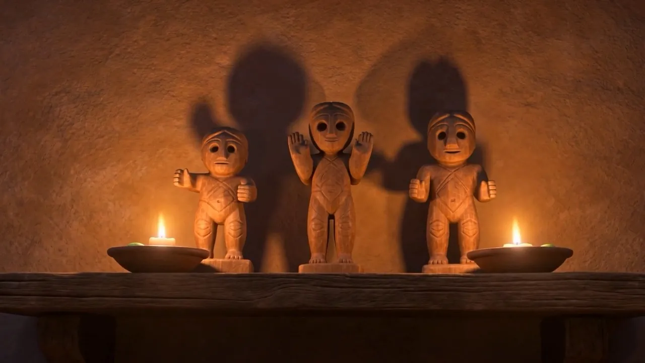 Their shadows thrown up the wall