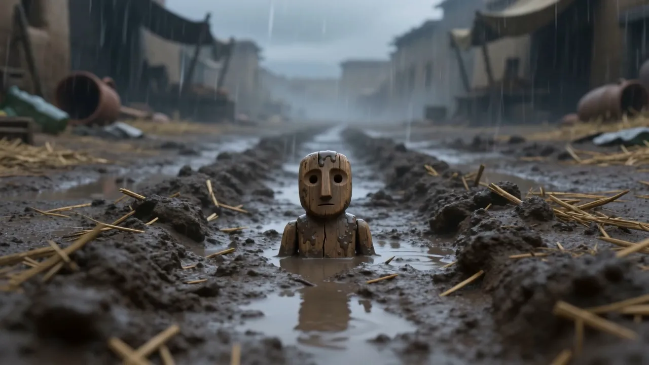 Something small lying in a puddle