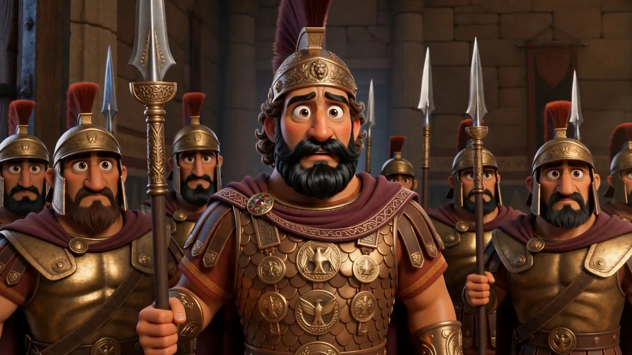 The guards look at each other