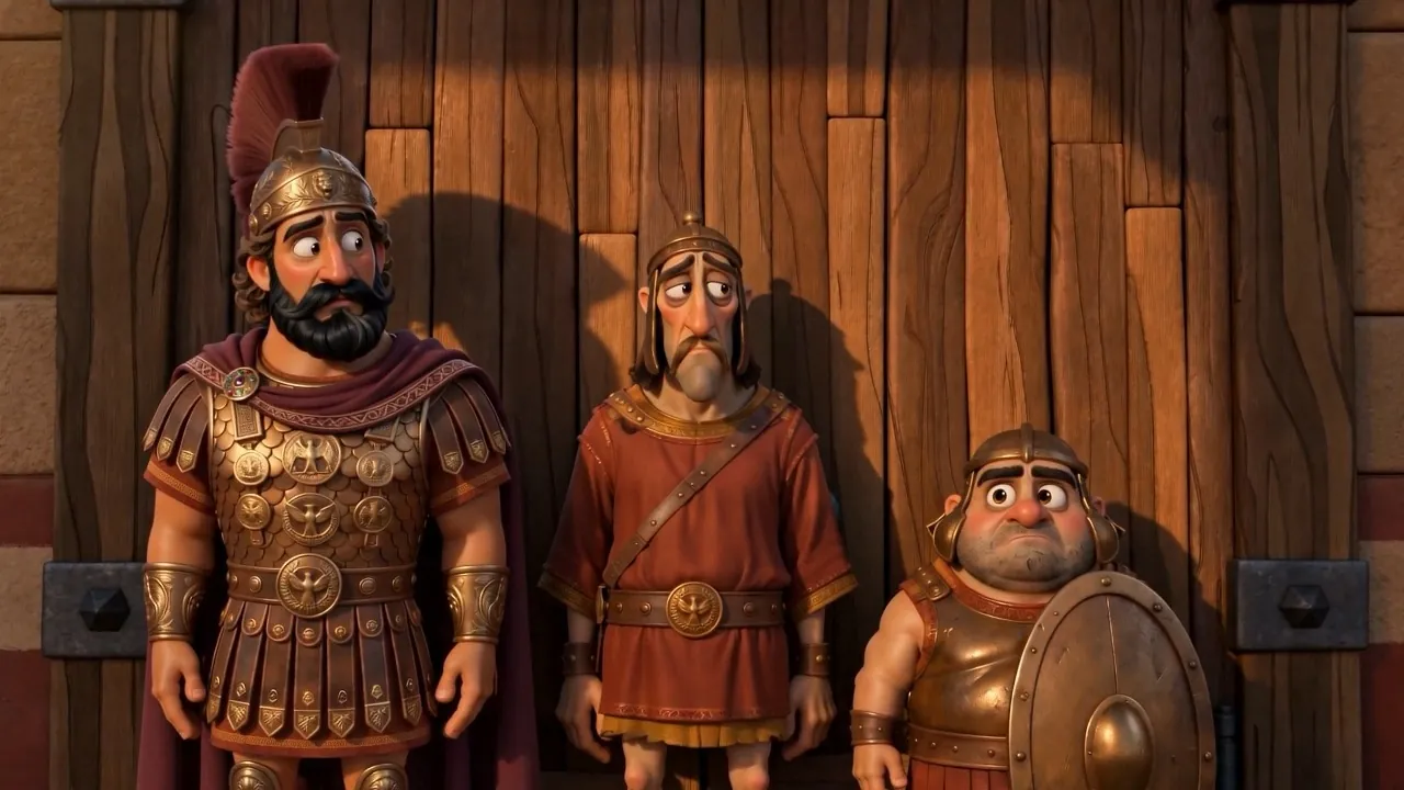 The guards outside the locked doors, waiting