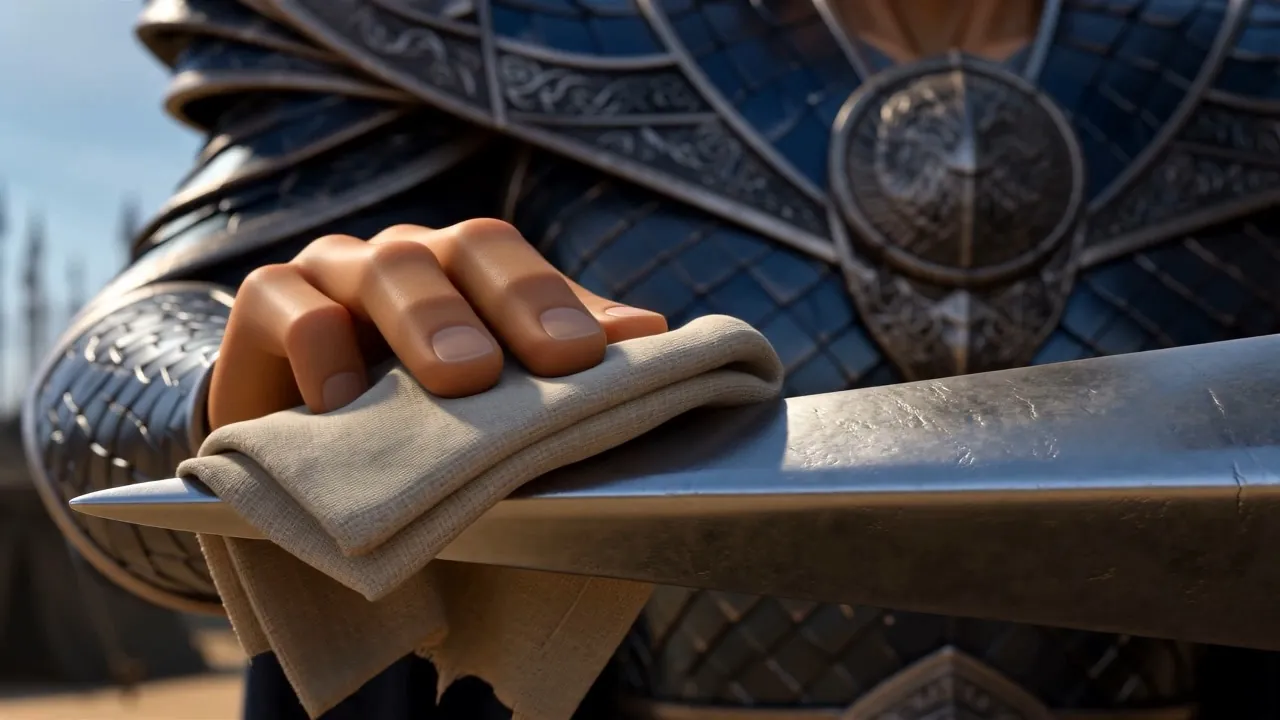 A cloth drawn along the edge of a blade