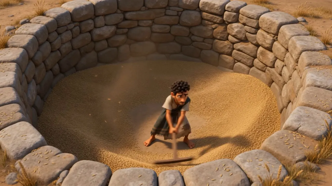 A figure sits on the wall above the pit, out of nowhere