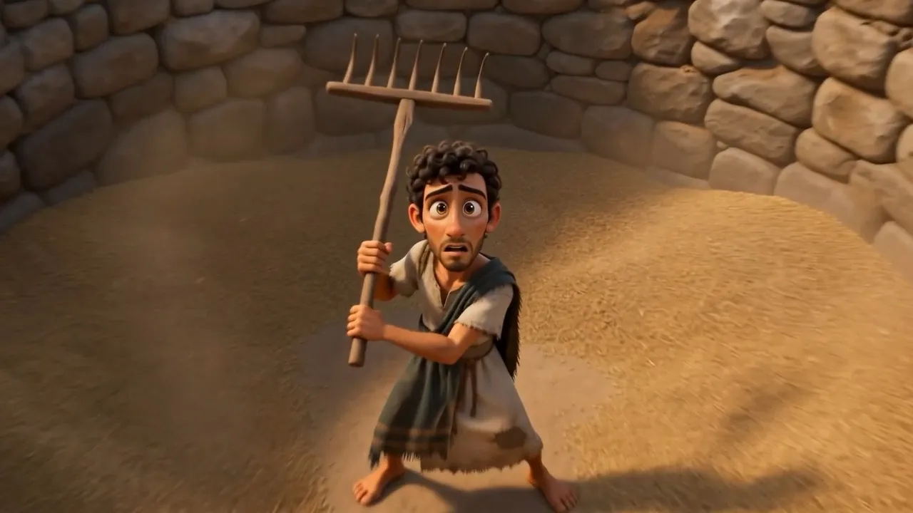 A traveller with a staff, perfectly at ease