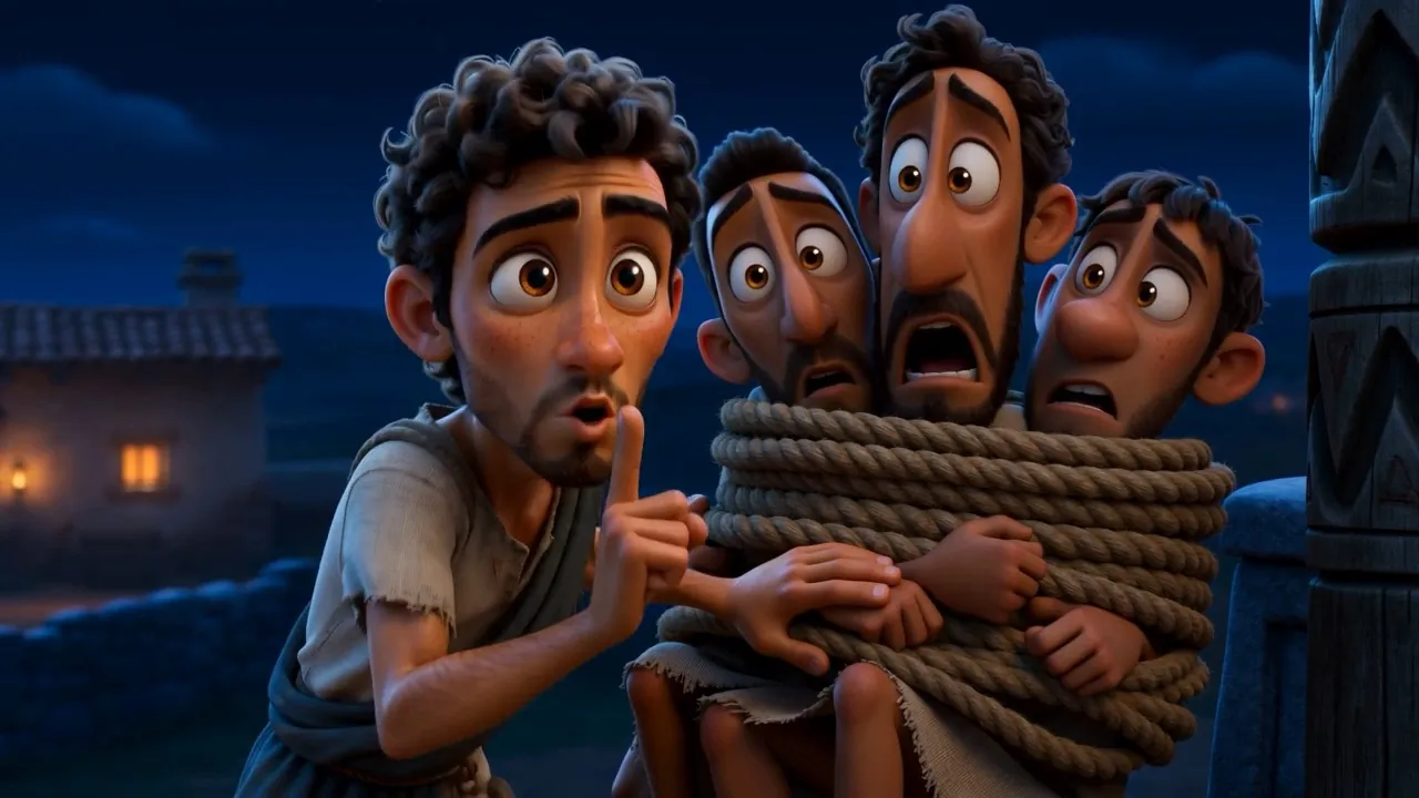 Rope over shoulders, ten men hauling together