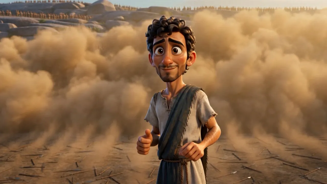 He stands in the dust they leave behind