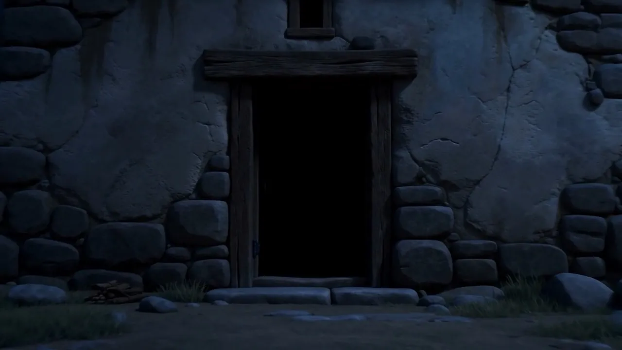 A black doorway in a wall