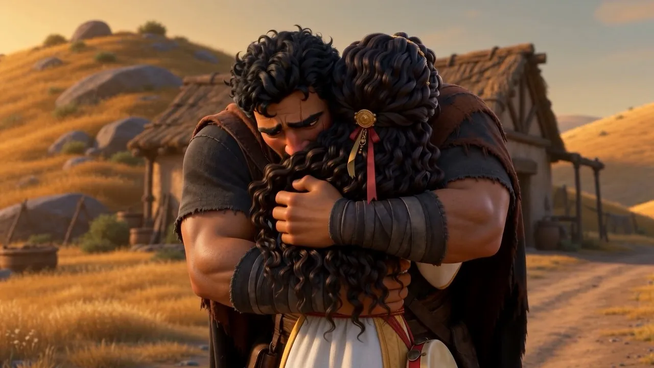He holds on to her