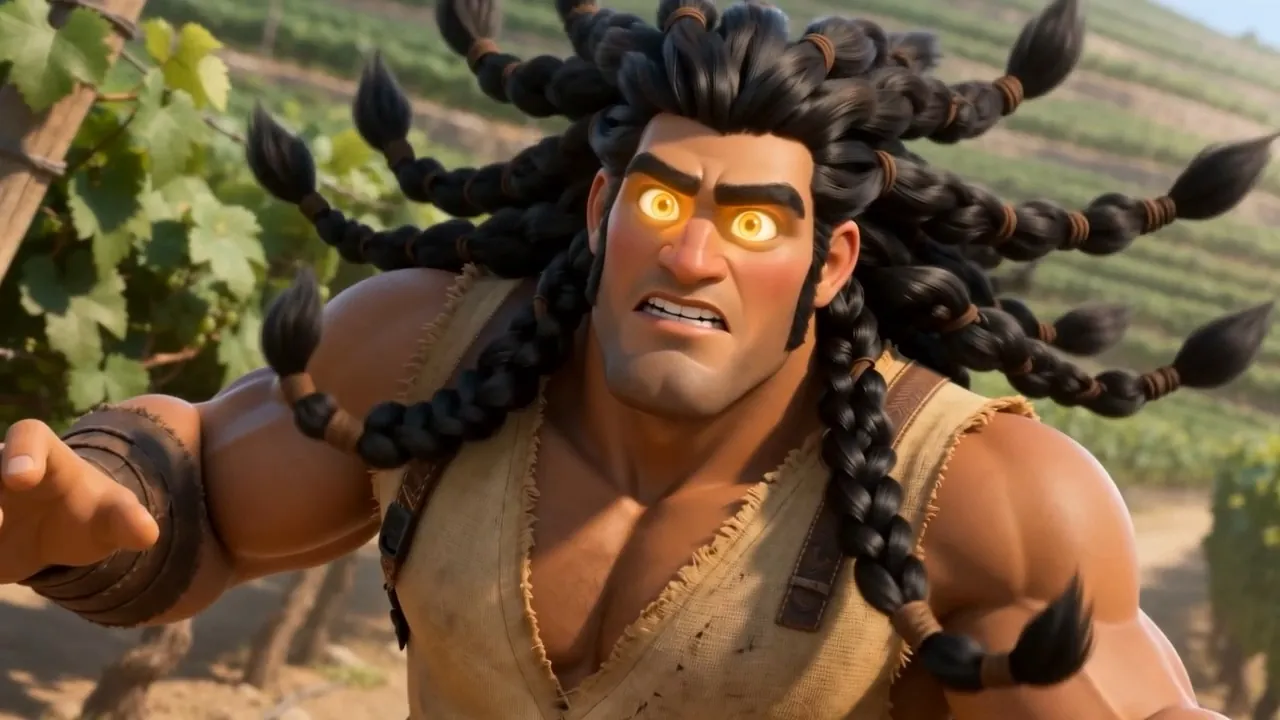 Samson's eyes flare gold — the Spirit comes on him