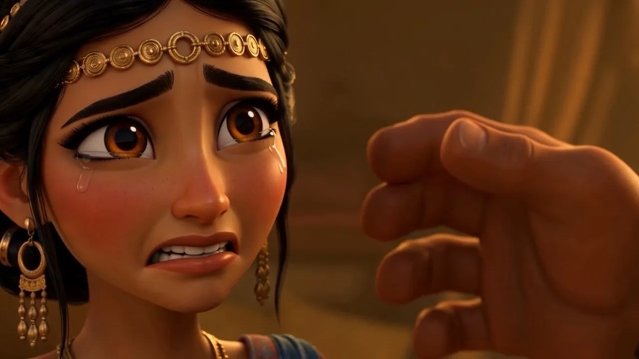 One tear on her cheek, close