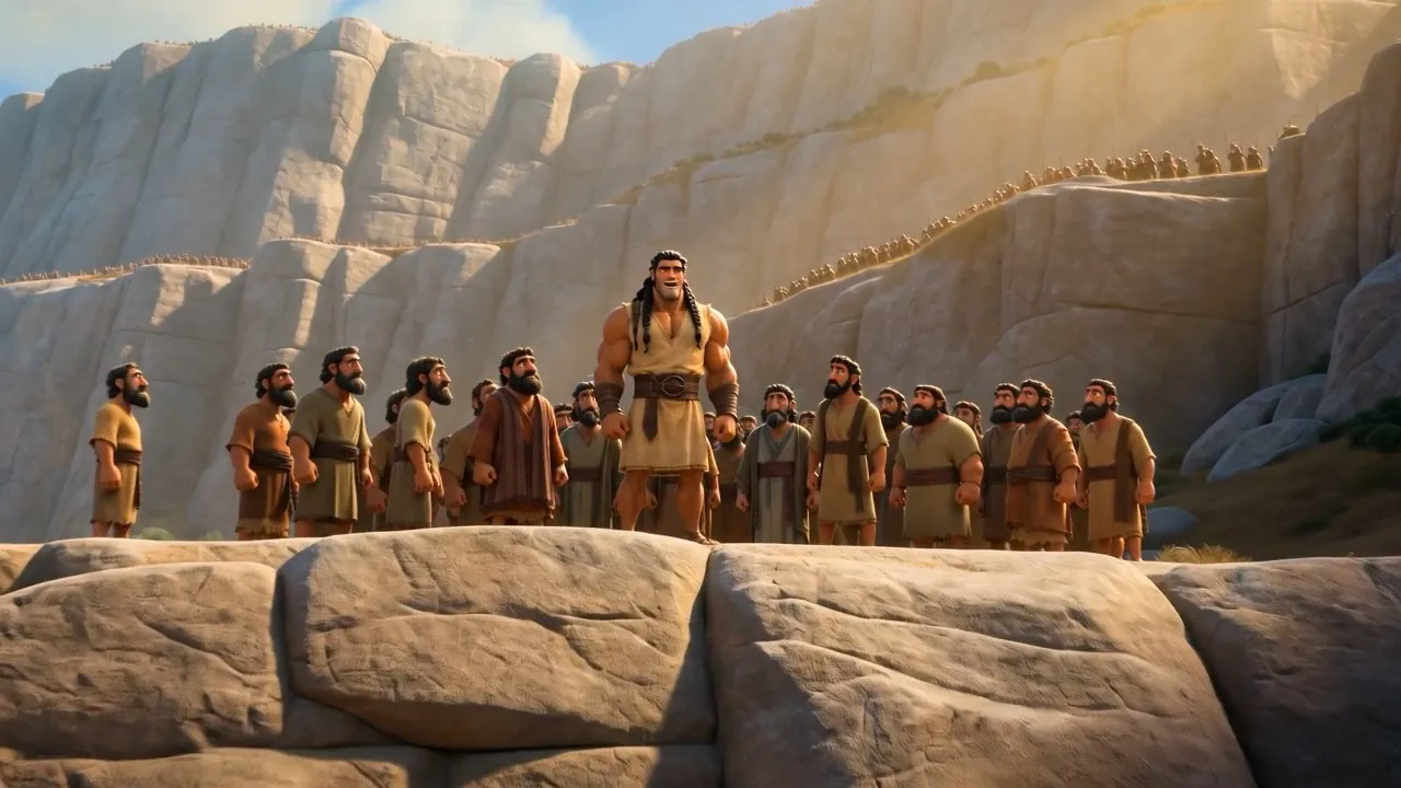 His own countrymen crowd the rocks around him