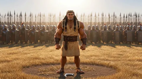 One man alone inside a ring of spears at Lehi