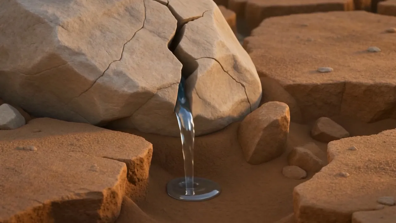 Clear water pouring down the rock face