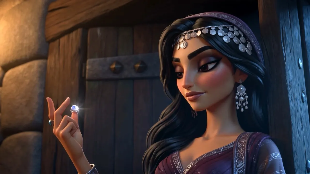 She turns a ring on her finger, considering