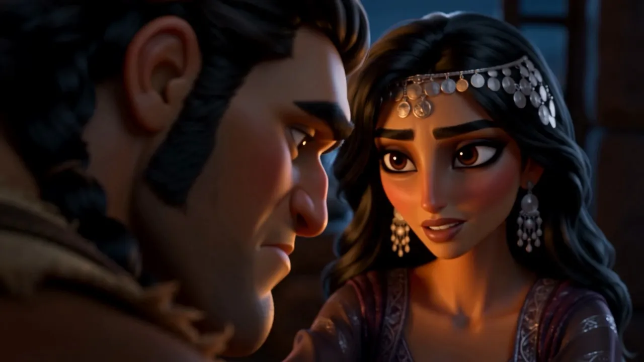He tells her everything at last, quietly, by the fire