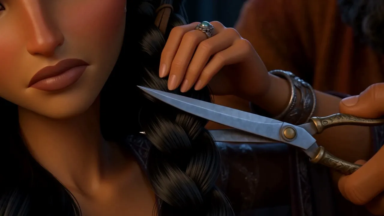 The shears close on the first braid
