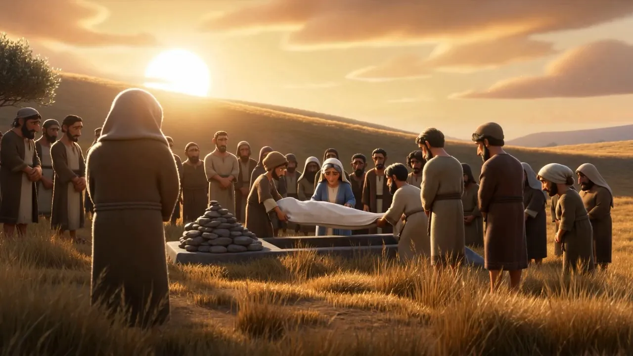 They lay him in the burying place of his father