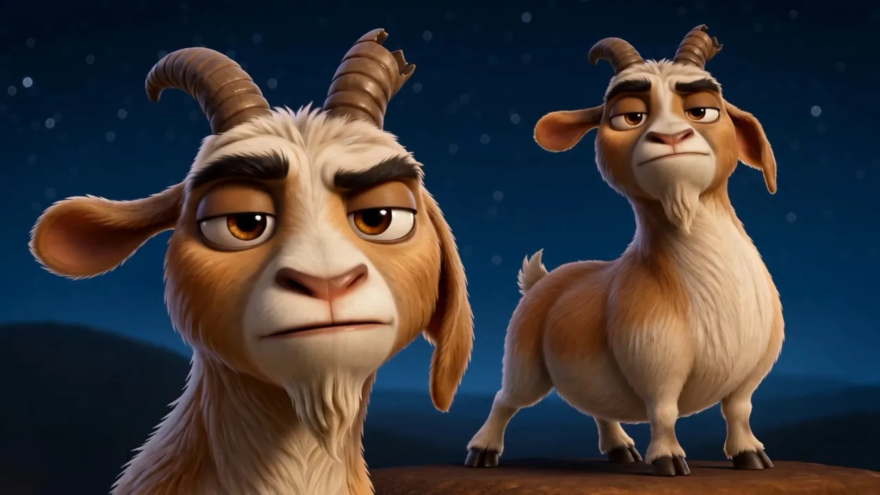 A second goat arrives and gives it a look