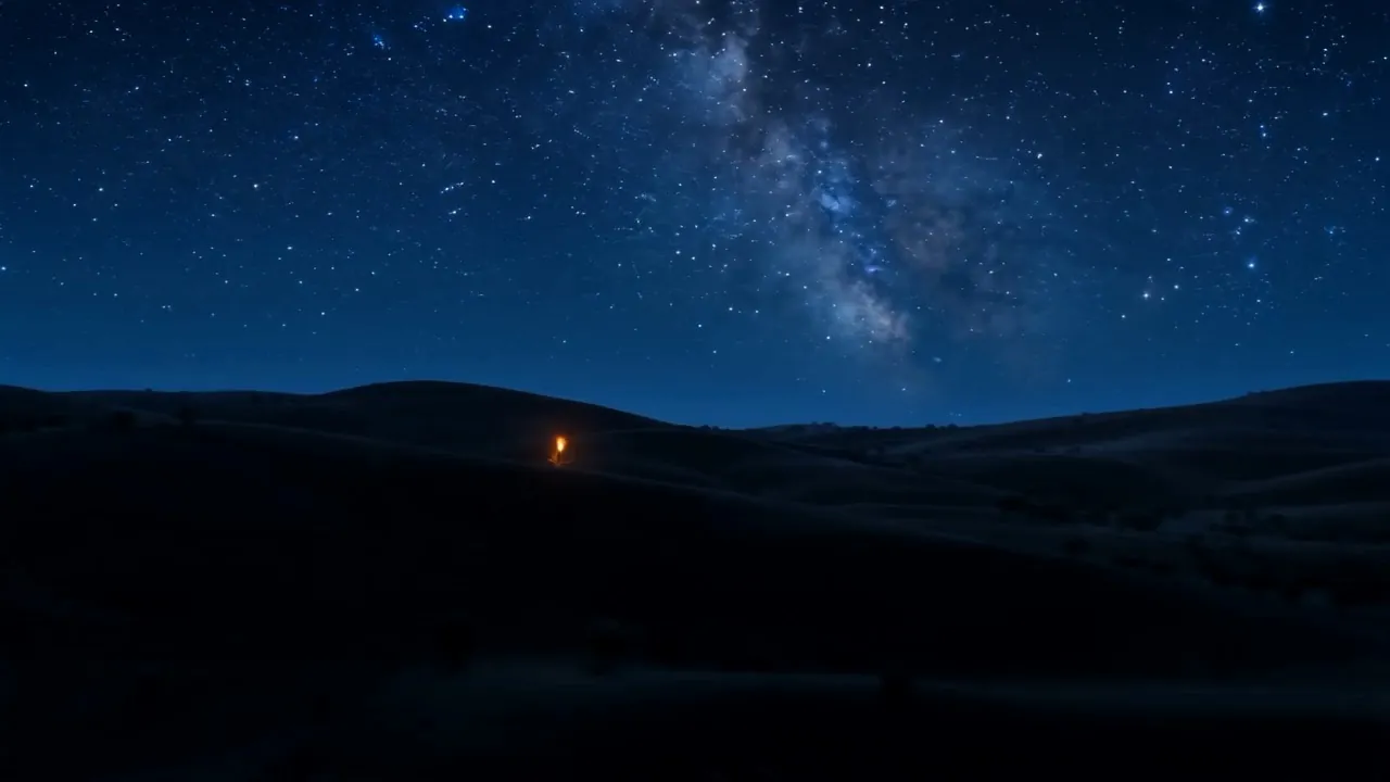 The stars come all the way down to the hills
