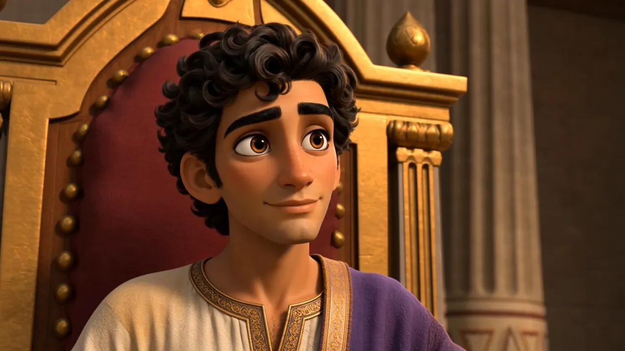 On the throne, a small relieved smile
