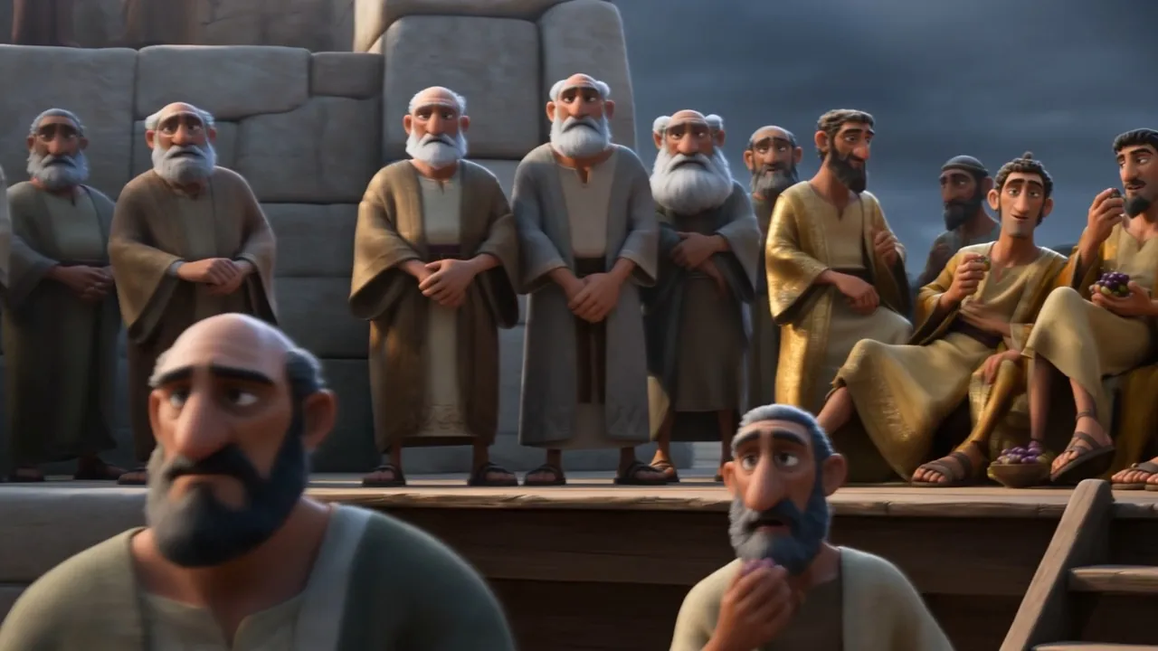 The old men who served his father, standing