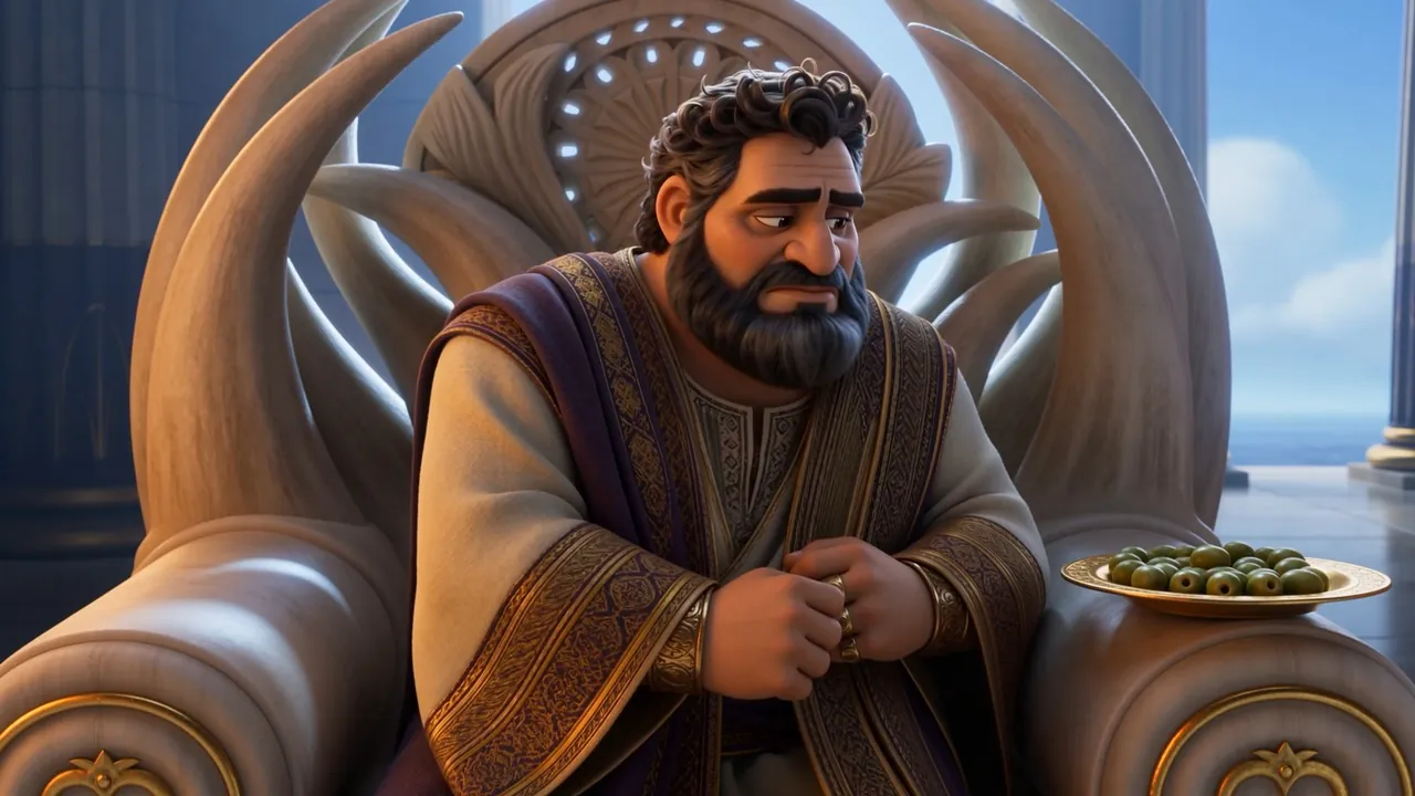 Ahab sits back among his ivory horns, looking south