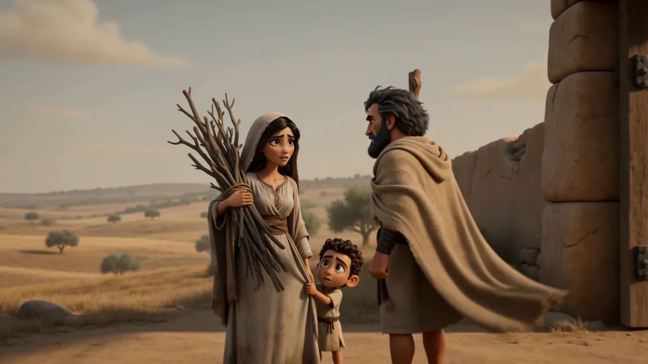 Elijah, the widow and the boy at the gate