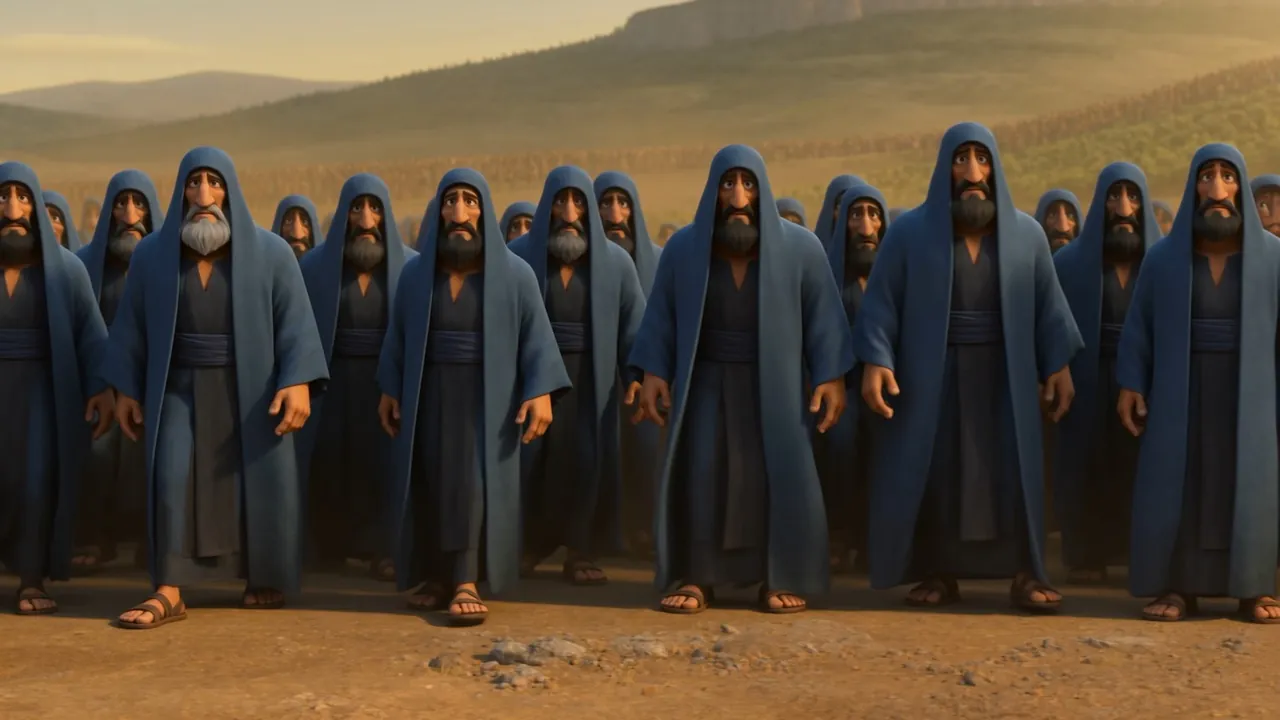 Rank on rank of blue-robed prophets of Baal