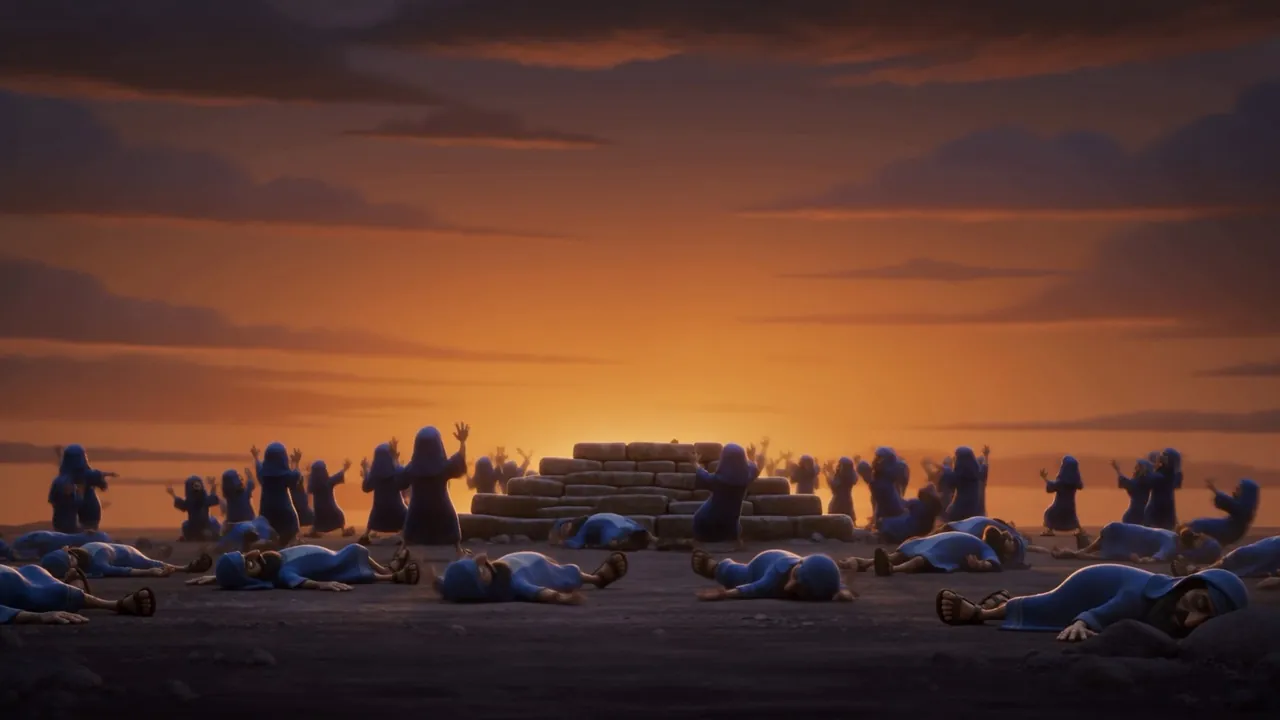 By sunset they lie collapsed around their altar like dropped laundry