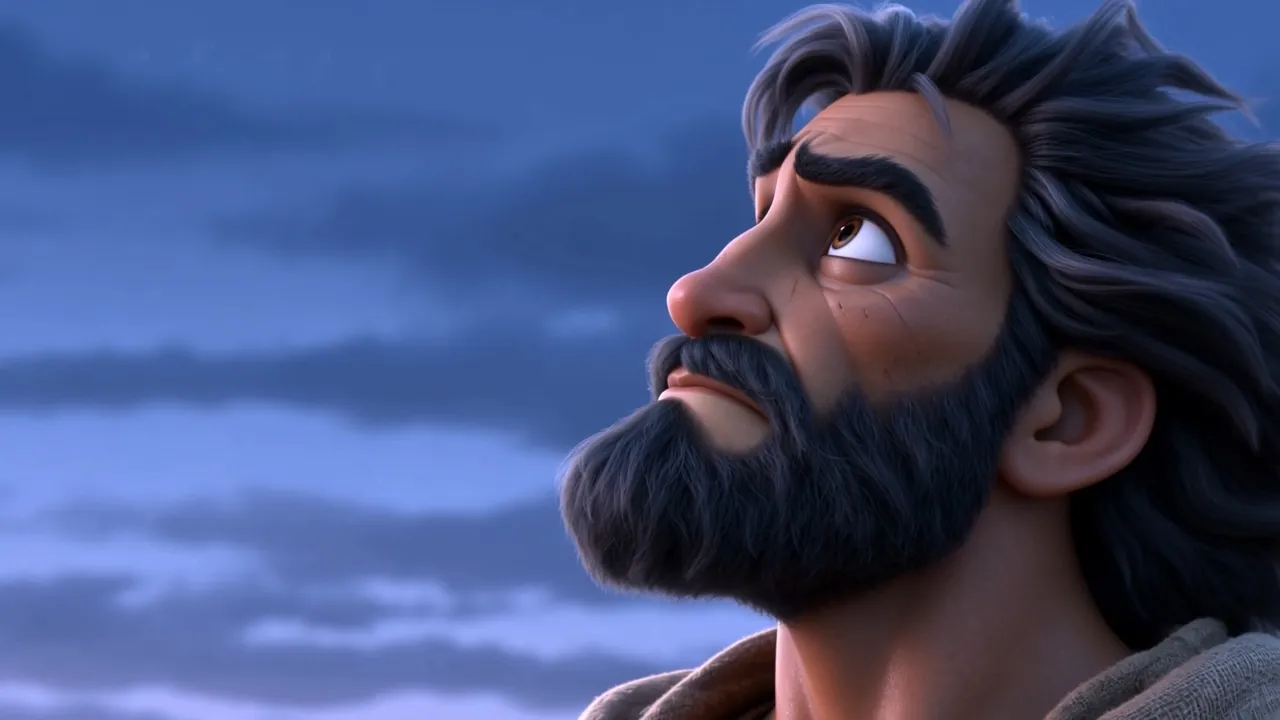 He lifts his face to the darkening sky and prays quietly