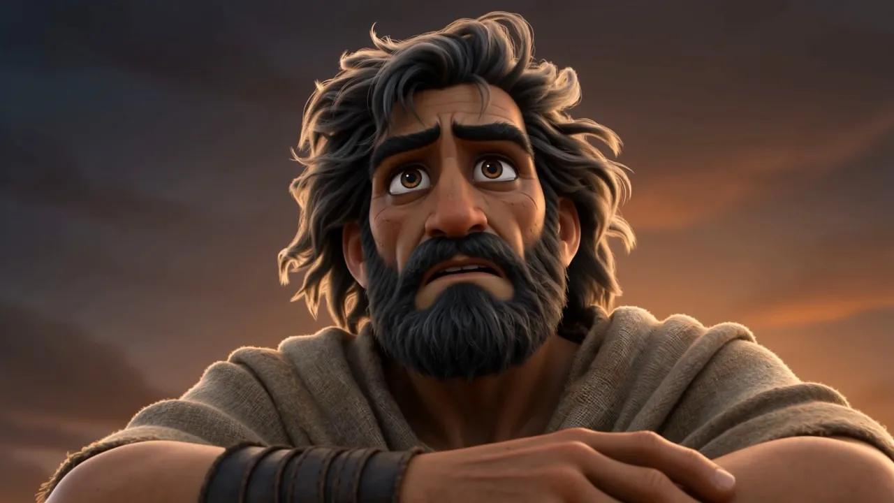 Elijah's face lifting out of exhaustion into hope