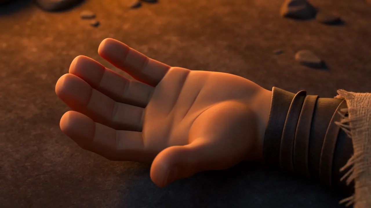 The fist opens into a flat, empty hand