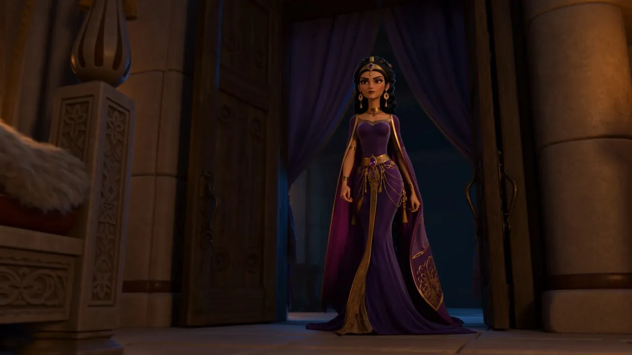 Jezebel appears in the doorway of the bedchamber