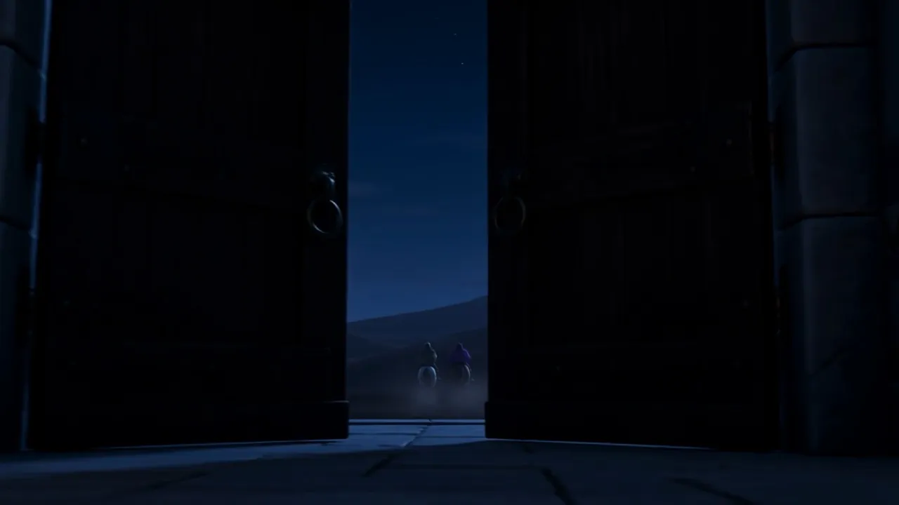 The great doors close behind them