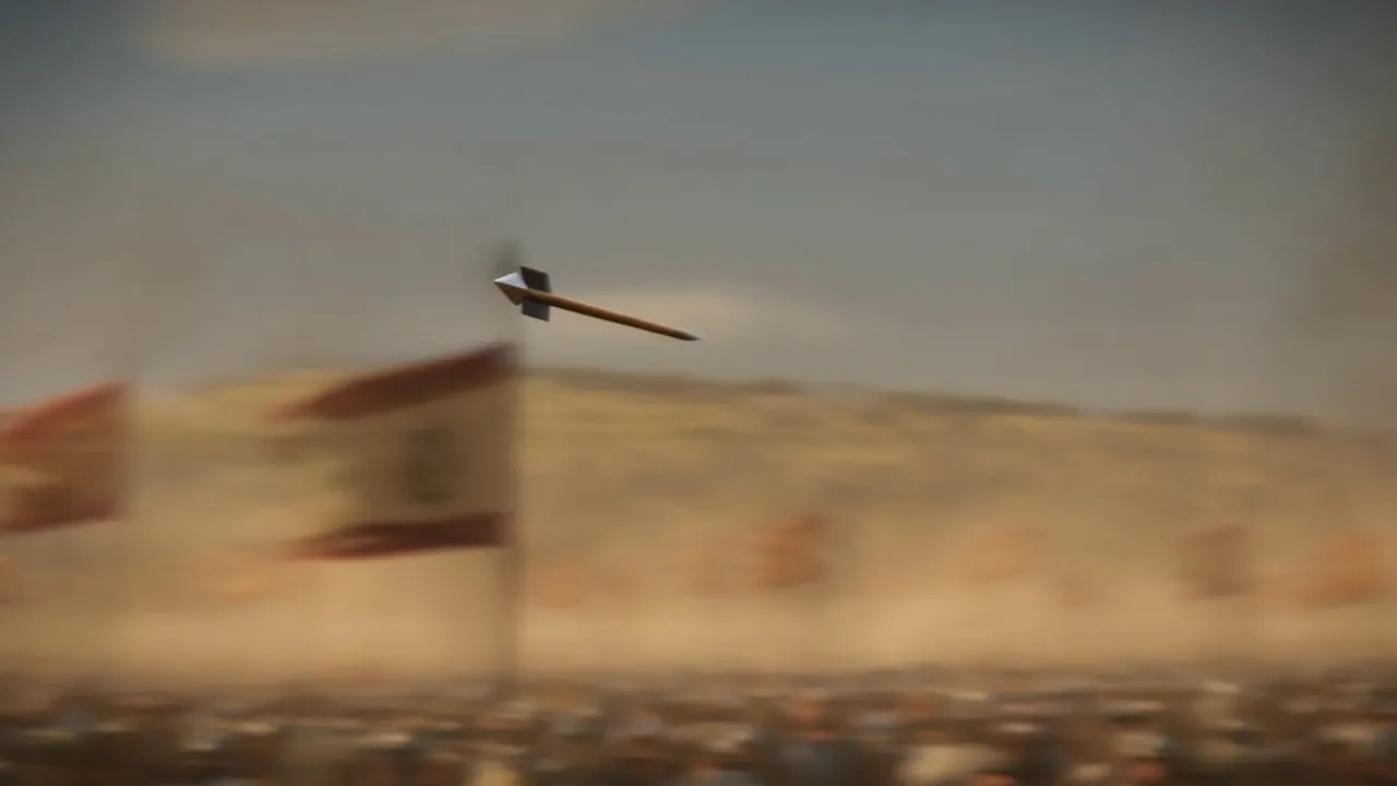 An arrow flies, loosed at nothing in particular