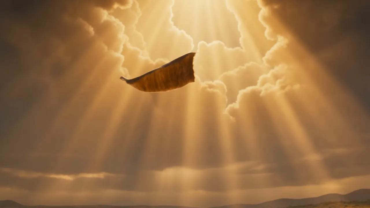 A cloak falls slowly out of the sky