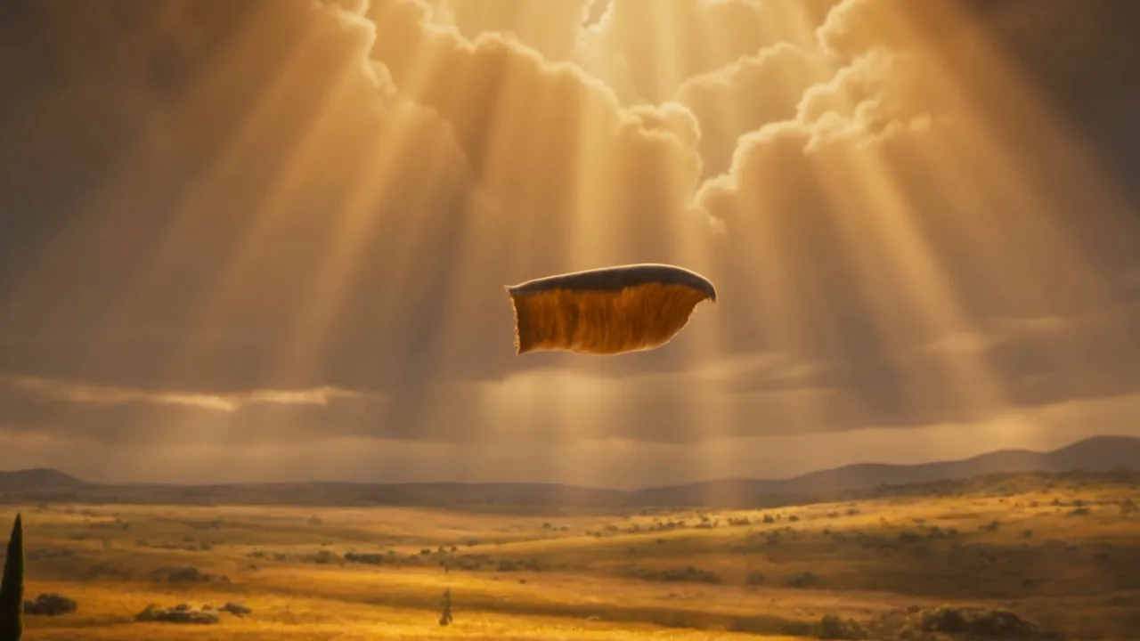 It drifts down over the empty plain